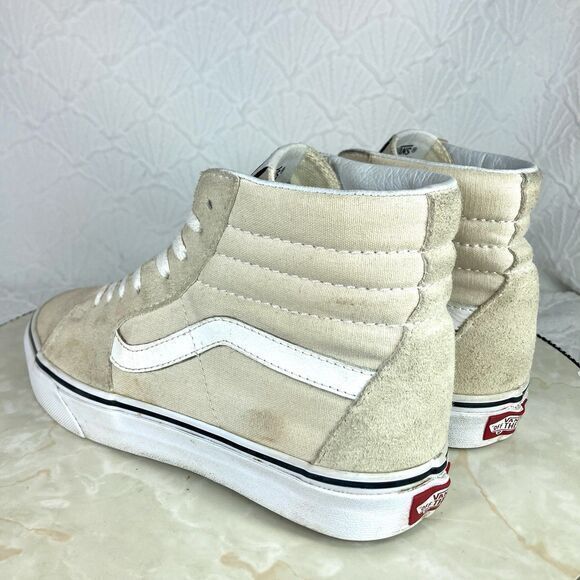 Vans Off The Wall Skateboard Athletic Sneakers 7.5 Cream Suede Hi Top Skate Shoe - Picture 6 of 11